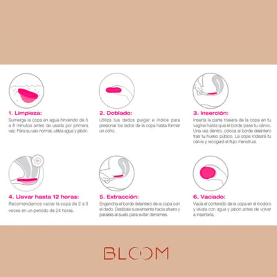 Instrucciones de uso disco menstrual, Ziggy cup, disco menstrual, copas menstruales BLOOM, BLOOM
